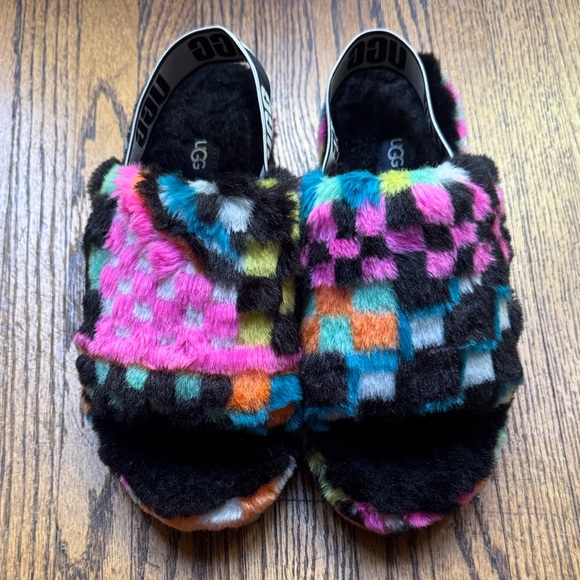 UGG Fluff Yeah Check Slide Sandals Size 8 - Picture 11 of 15